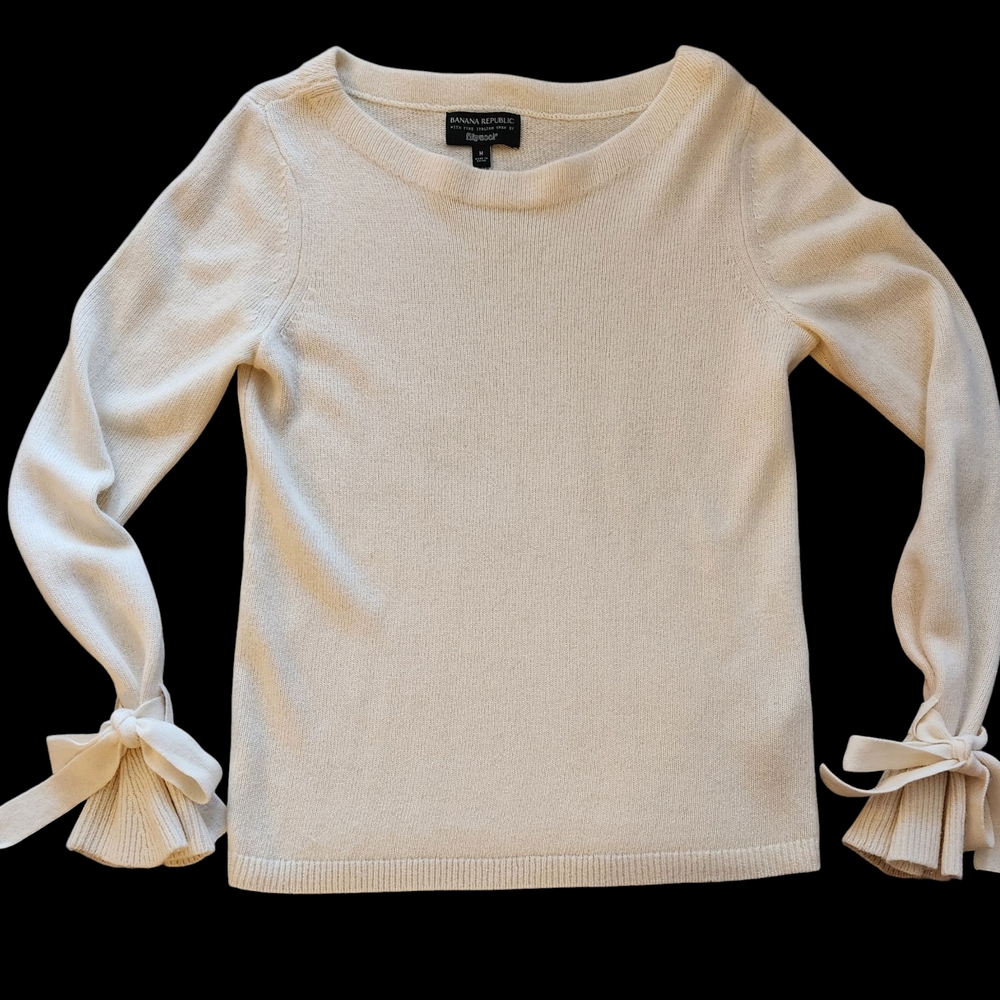Banana Republic Cream Sweater with Bow Sleeves
